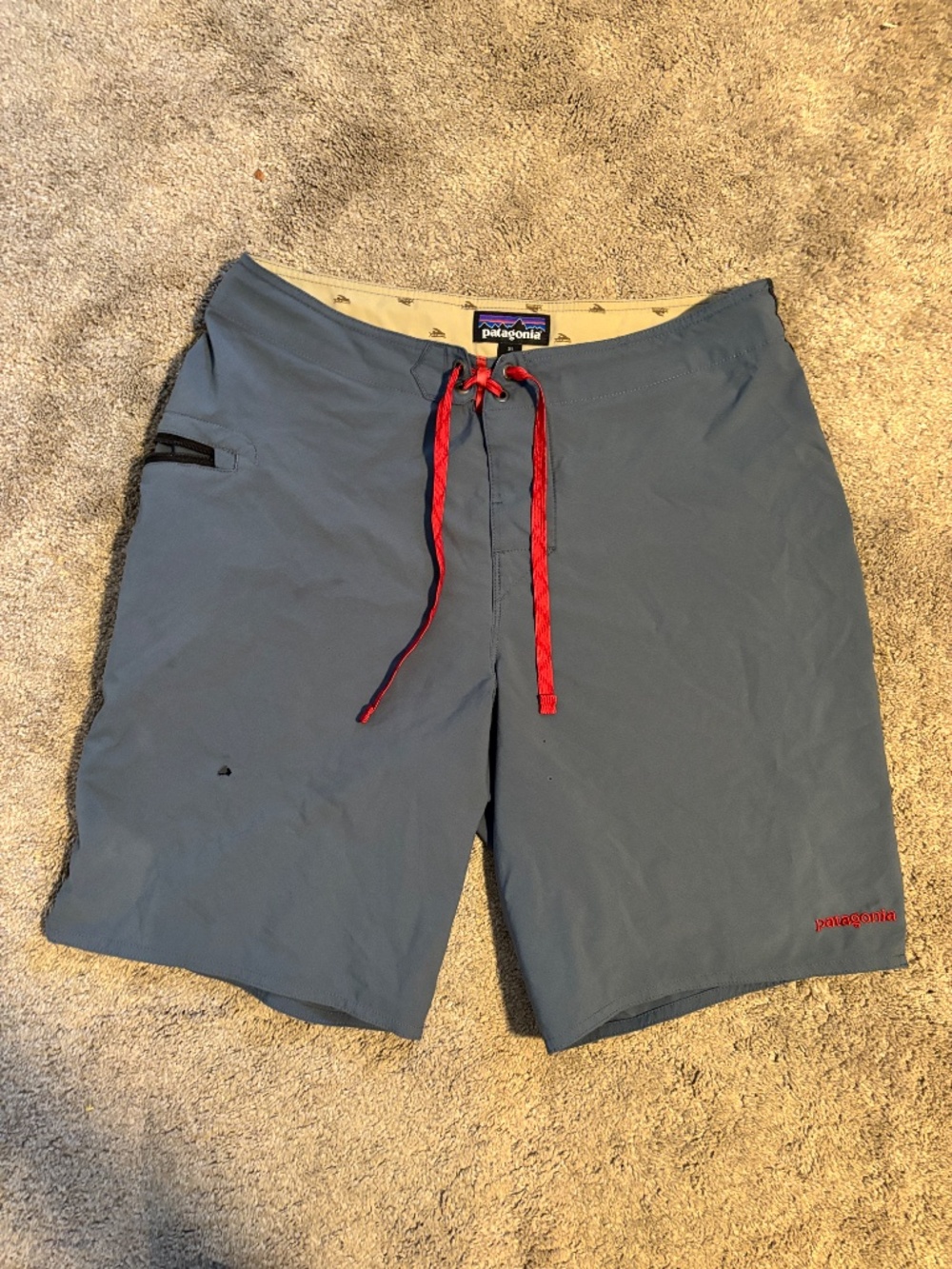 Patagonia Men's Board Shorts Size 31 Blue Gray Red Surf Swim Trunks